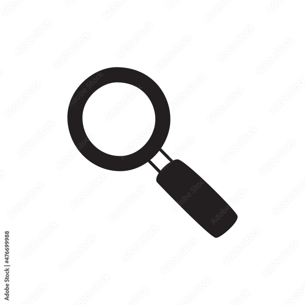 Search Icon in black flat glyph, filled style isolated on white background Search Icon in black flat glyph, filled style isolated on white background
