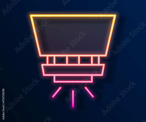 Glowing neon line Fire sprinkler system icon isolated on black background. Sprinkler, fire extinguisher solid icon. Vector