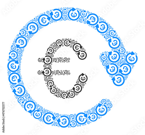 Vector euro pay again icon composition. Euro pay again composition is created from random recursive euro pay again parts. Recursive collage from euro pay again icon.