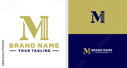 LETTER M LOGO COLOUMN MONOGRAM LUXURY EDITABLE