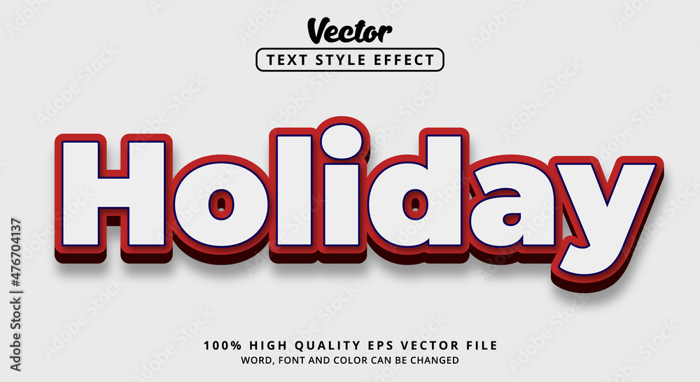Editable text effect, Holiday text with modern style