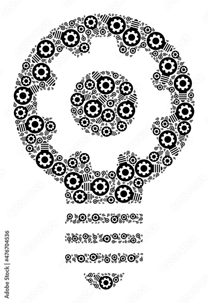 Vector gear bulb icon mosaic. Gear bulb mosaic is made of repeating recursive gear bulb icons. Recursion combination of gear bulb icon. Vector gear bulb icon mosaic. Gear bulb mosaic is made of repeating recursive gear bulb icons. Recursion combination of gear bulb icon.