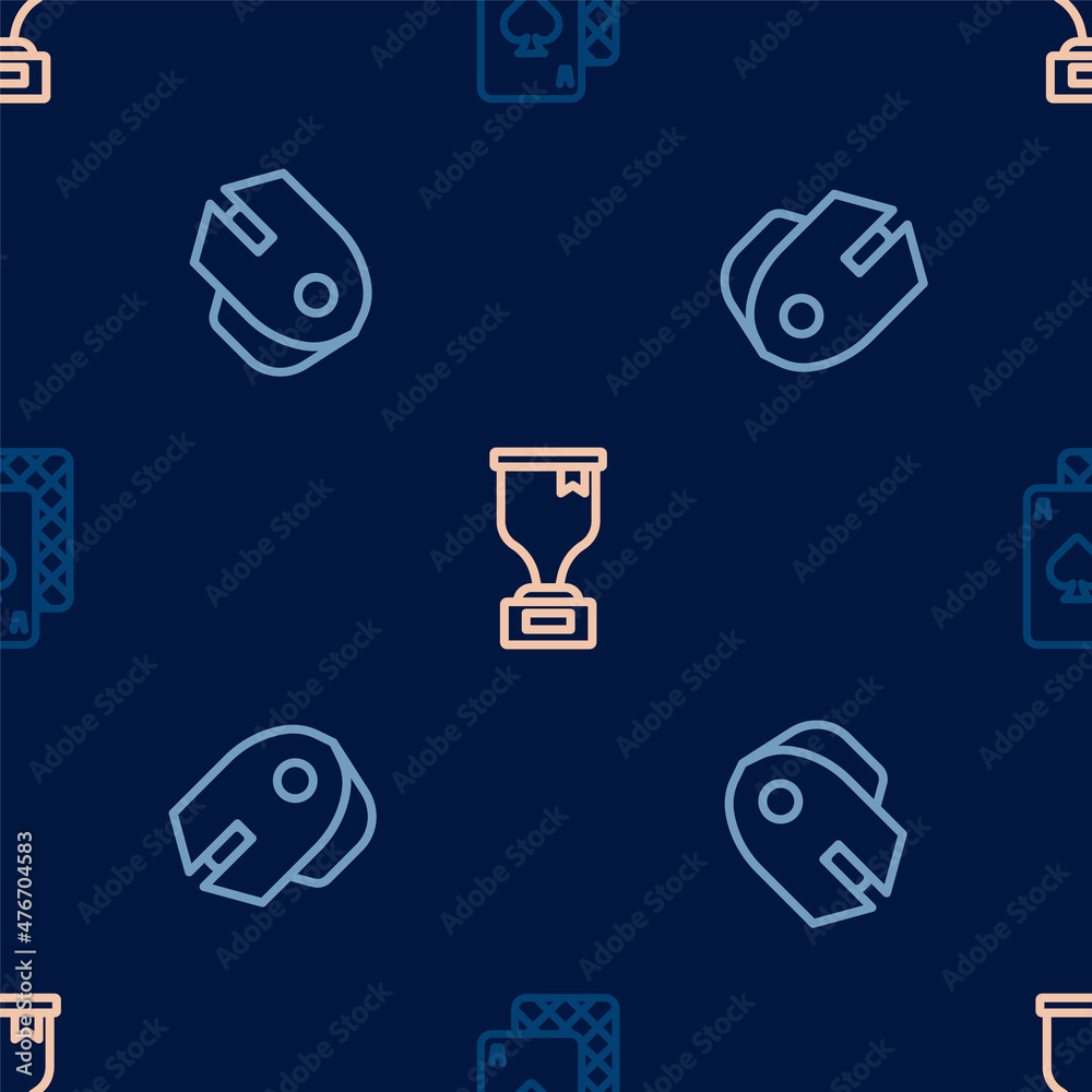 Set line Playing cards, Computer mouse and Award cup on seamless pattern. Vector Set line Playing cards, Computer mouse and Award cup on seamless pattern. Vector
