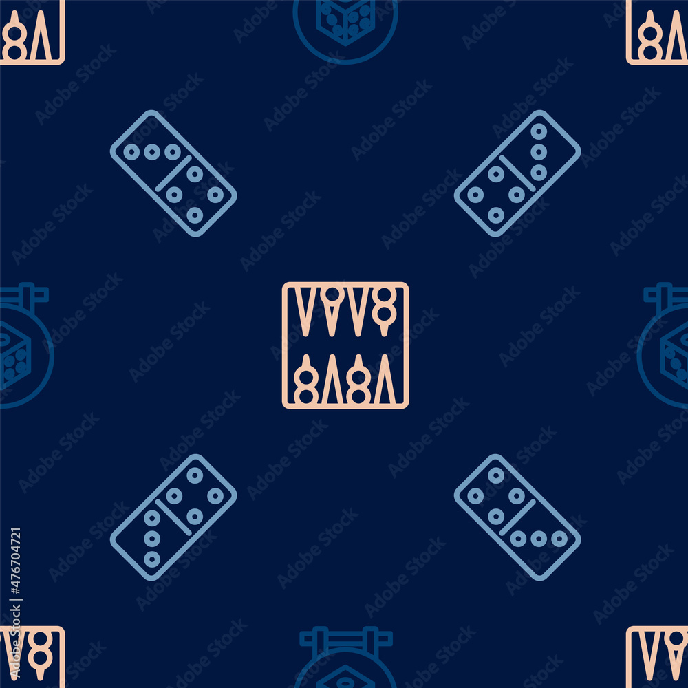 Set line Game dice, Domino and Backgammon board on seamless pattern. Vector Set line Game dice, Domino and Backgammon board on seamless pattern. Vector