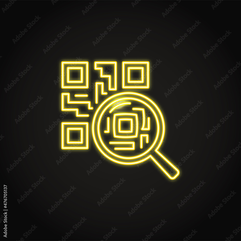 Neon Qr code verification icon in line style Neon Qr code verification icon in line style