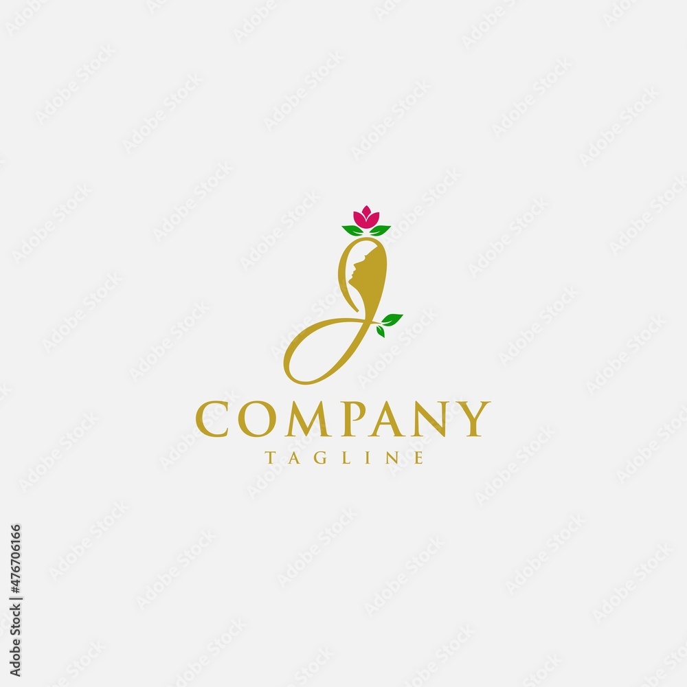 Letter J beauty Logo Design Vector Icon, Gold, beauty industry and cosmetics business, natural,spa salons and clinics