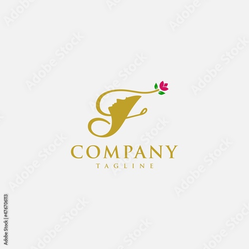 Letter F beauty Logo Design Vector Icon  Gold  beauty industry and cosmetics business  natural spa salons and clinics
