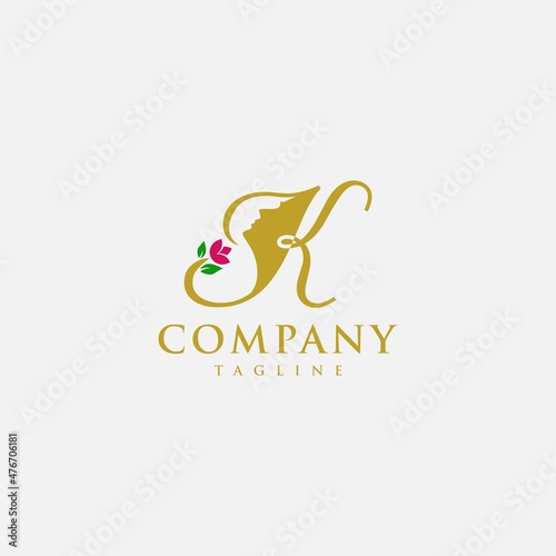 Letter K beauty Logo Design Vector Icon, Gold, beauty industry and cosmetics business, natural,spa salons and clinics