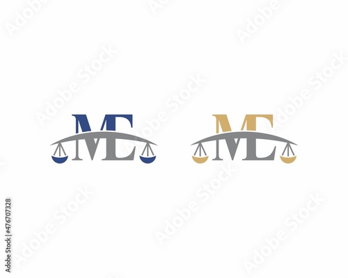 Letters ME Logo With Scale of Justice Logo Icon 001