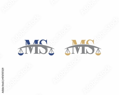 Letters MS Logo With Scale of Justice Logo Icon 001
