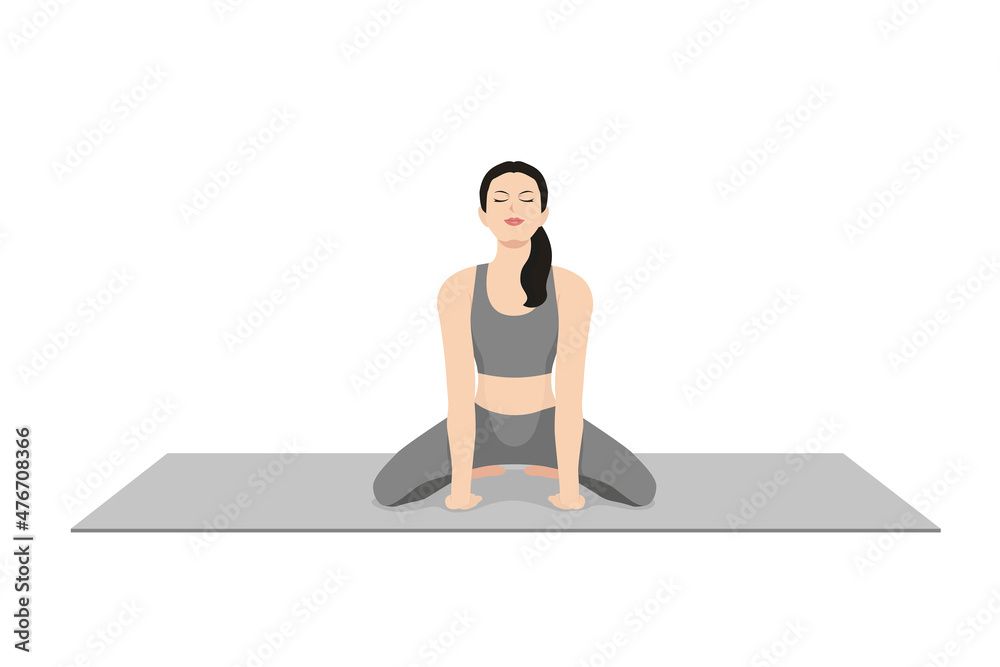 Woman doing Lion pose simhasana exercise. Flat vector illustration isolated  on white background 5477890 Vector Art at Vecteezy