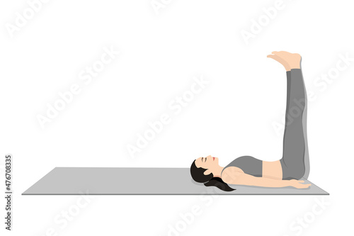 Foto Legs up the Wall Pose, Viparita Karani, Inverted Pose  Young attractive woman practicing yoga exercise