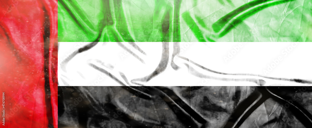 United Arab Emirates flag, Realistic waving fabric flag, Flag Background texture, 3d illustration.