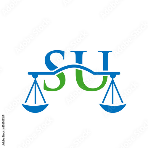 Law Firm Letter SU Logo Design. Lawyer, Justice, Law Attorney, Legal, Lawyer Service, Law Office, Scale, Law firm, Attorney Corporate Business SU Initial Letter Logo Template