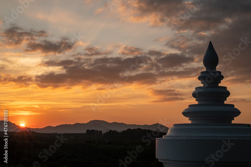 sunset at the temple