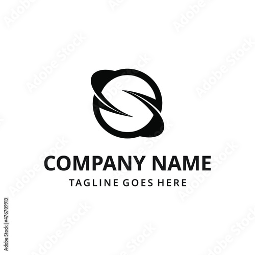 Creative modern abstract illustration of initials S with earth orbit vector design. vector logo design template