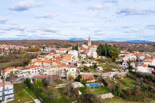 An aerial view of Zminj, Istria, Croatia