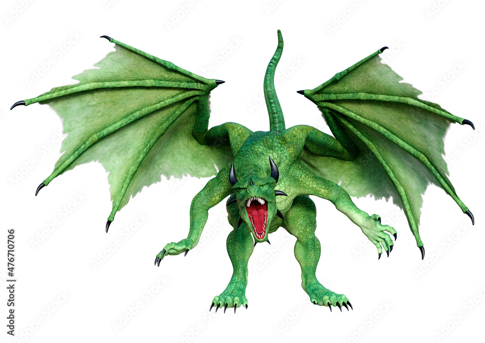 3D Rendering Fairy Tale Dragon on White 3D Rendering Fairy Tale Dragon on White
