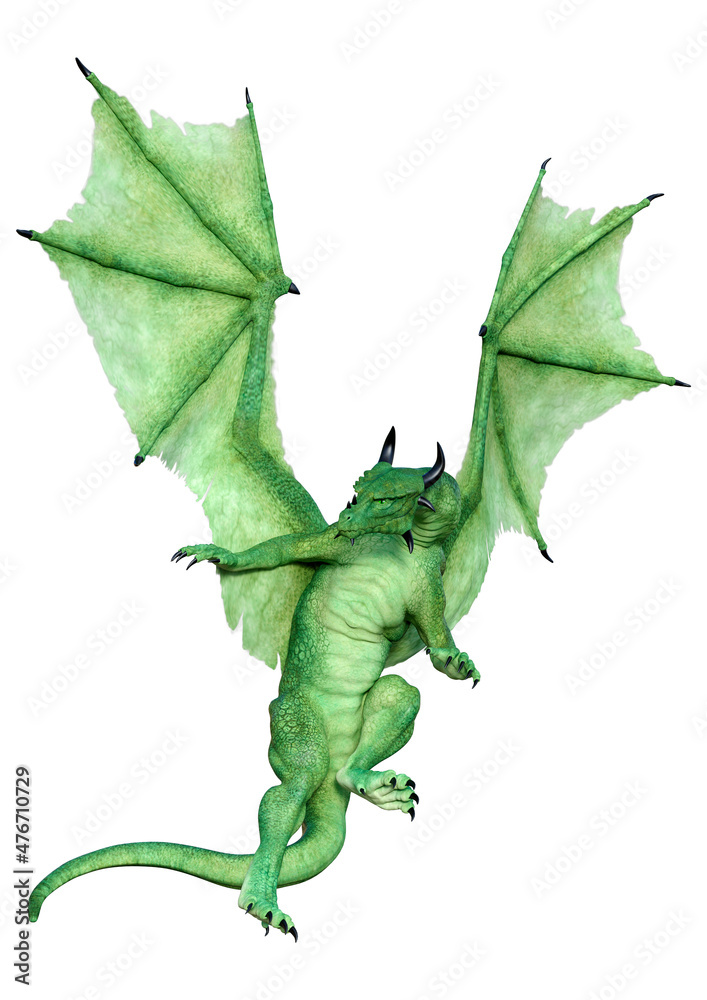 Fototapeta premium 3D Rendering Fairy Tale Dragon on White