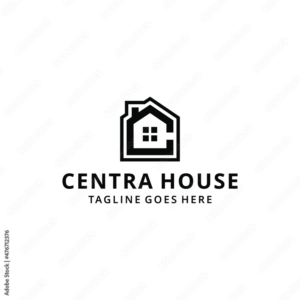 Illustration letter C with a home logo design.
The concept of logo graphic design real estate.