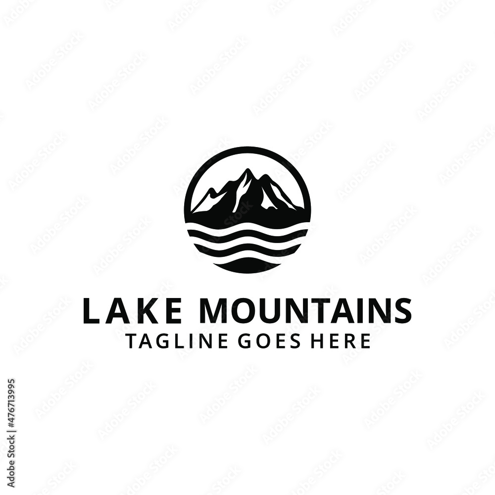 Creative modern abstract illustration of beach waves with wooden boat. travel logo design vector Creative modern abstract illustration of beach waves with wooden boat. travel logo design vector