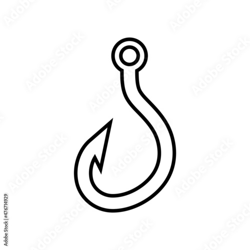 Fishing hook line icon, vector logo isolated on white background