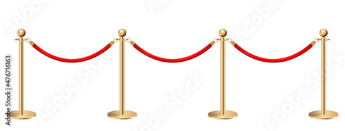 Golden barriers front view on transparent background illustration photo