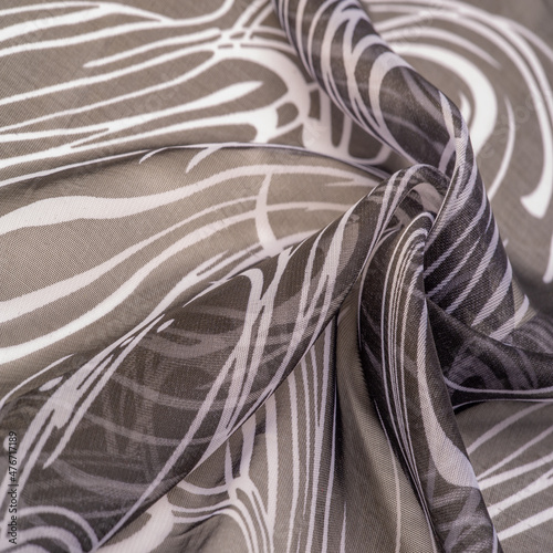 background texture, tissue, textile, cloth, fabric, web, brown fabric delicate transparent silk white abstract stripes