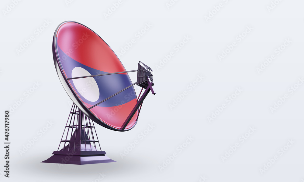 3d satellite Laos flag rendering left view 3d satellite Laos flag rendering left view