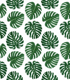 Seamless Pattern with hand-drawn palm leaves, vector