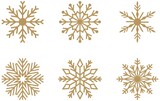 Goldene frostige abstrakte Schneeflocken Symbol set auf einem weissen Hintergrund.
Gold Schneeflocken Icons als Vektor.