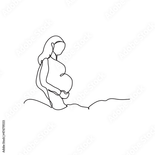 mother is pregnant with her baby one continuous line drawing illustration icon vector