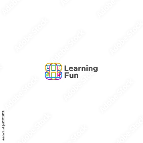 Modern colorful LEARNING FUN happy logo design