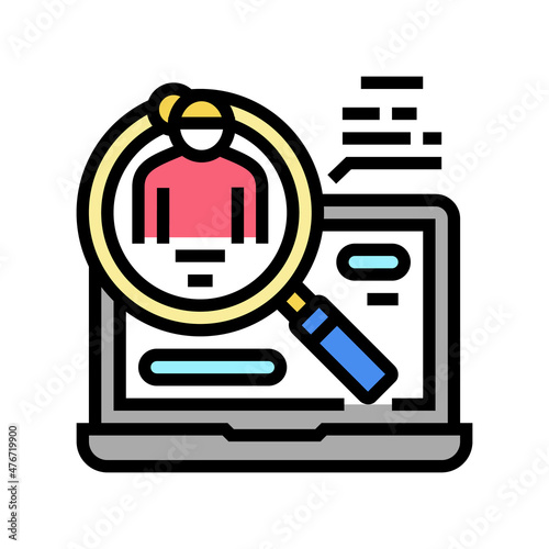 search babysitter in internet color icon vector. search babysitter in internet sign. isolated symbol illustration