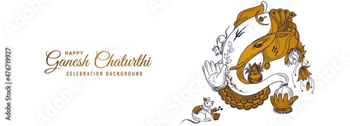 Decorative lord ganesha for ganesh chaturthi festival banner design