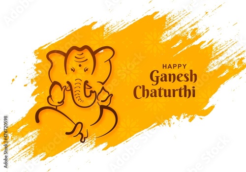 Lord ganesh chaturthi indian festival in paint brush stroke background