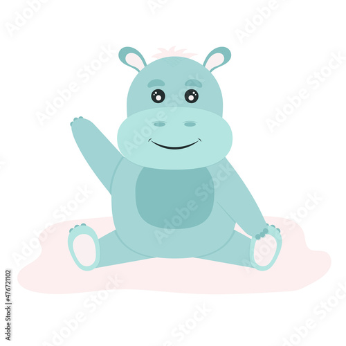 Cute hippo, vector illustration
