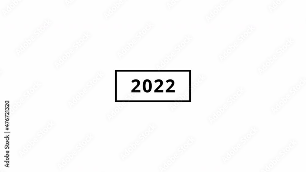 Transition of the year 2022, black on a white background. Animation in 4k Transition of the year 2022, black on a white background. Animation in 4k
