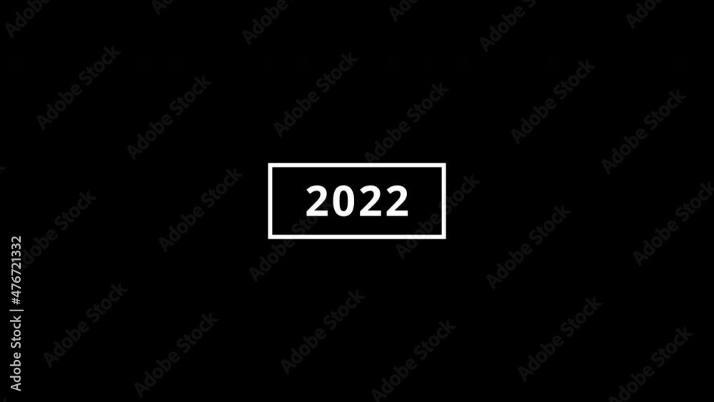 Transition of the year 2022, white on a black background. Animation in 4k Transition of the year 2022, white on a black background. Animation in 4k