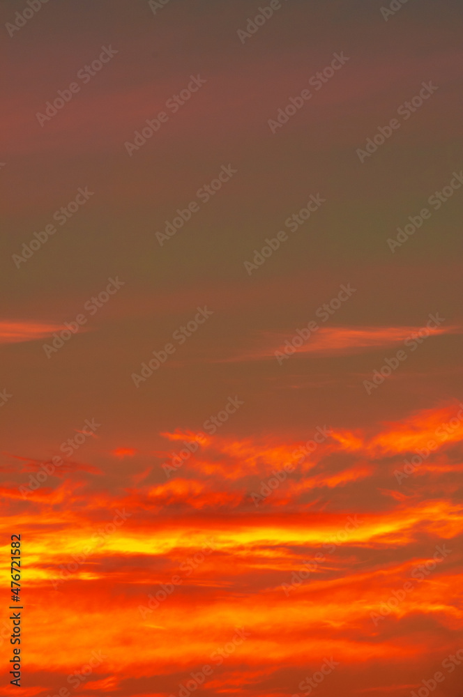 Photo of the sky with clouds, sunrises, sunsets, orange-yellow tones from the setting sun
