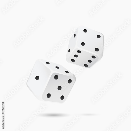 White game dice. Gambling with bets and throwing successful number