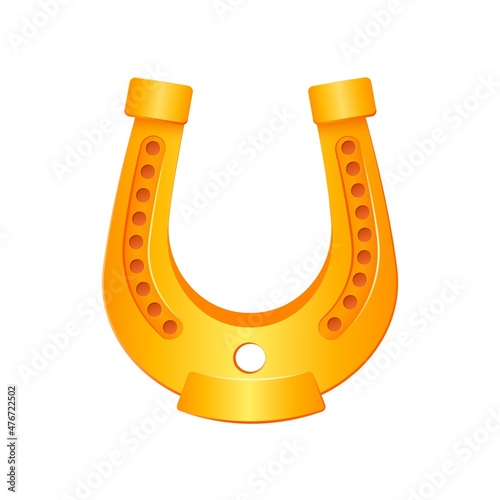 Golden horseshoe. Curved symbol of good luck