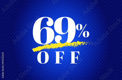 69% off tag sixty nine percent discount black friday sale white letter blue gradient background