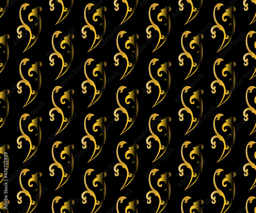 Indian floral style decorative pattern in  gradient color on  black color background .