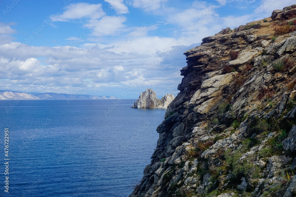 Shamanka rock and the coast of Lake Baikal
