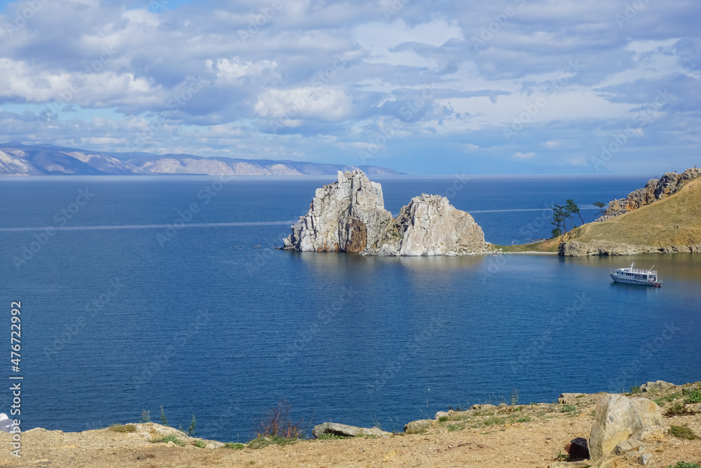 Shamanka rock and the coast of Lake Baikal