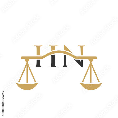 Law Firm Letter HN Logo Design. Lawyer, Justice, Law Attorney, Legal, Lawyer Service, Law Office, Scale, Law firm, Attorney Corporate Business HN Initial Letter Logo Template