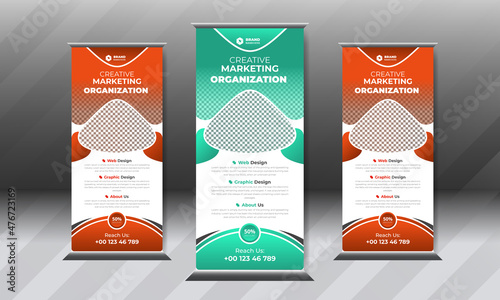 Modern Creative Roll up banner template design