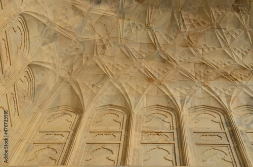 Detail of the decorated walls of Taj Mahal photo