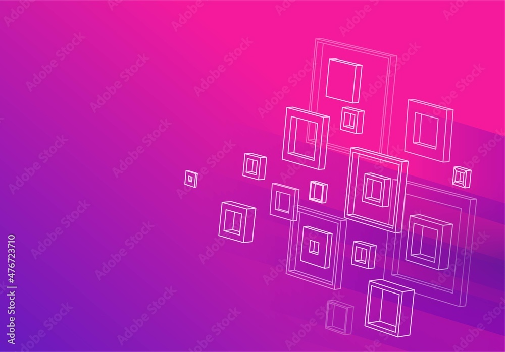 Background 3d squares flying lines style transparent geometric element style violet gradient color vector Background 3d squares flying lines style transparent geometric element style violet gradient color vector